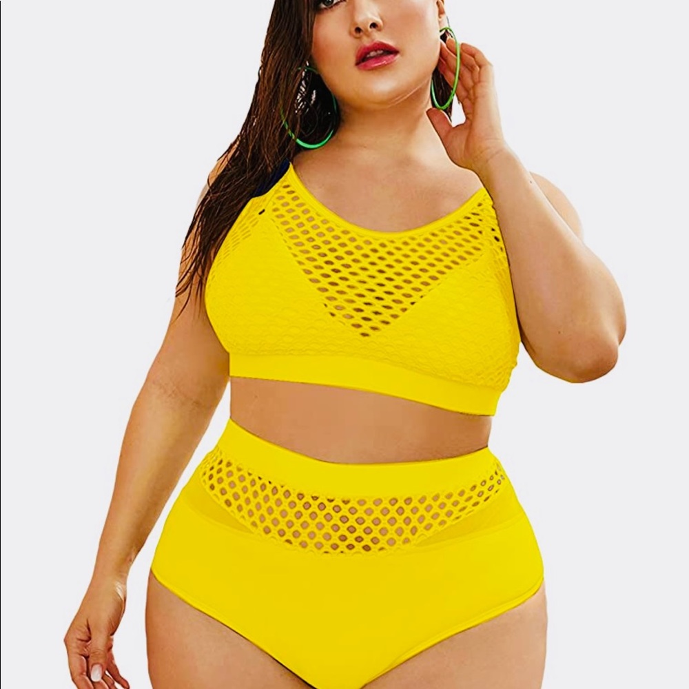 Yellow 2X two piece swim set